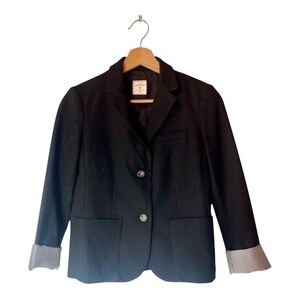 GAP Black Women's Blazer with Striped Cuffs